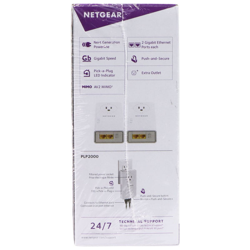 NETGEAR Powerline 2000 Ethernet Adapter - 2000 Mbps / White (PLP2000)