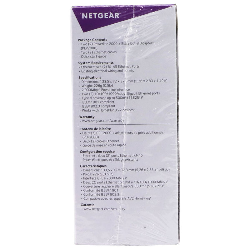 NETGEAR Powerline 2000 Ethernet Adapter - 2000 Mbps / White (PLP2000)
