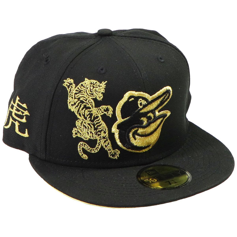 New Era 59FIFTY Baltimore Orioles MLB Fitted Hat - Size 7 1/4 - Tiger Black/Gold