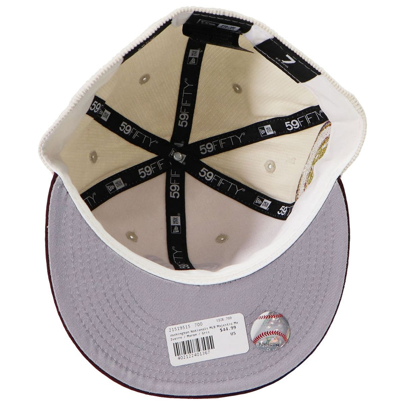 New Era 59FIFTY Washington Nationals MLB Fitted Hat - Size 7 - Ivoire/Maron/Gris