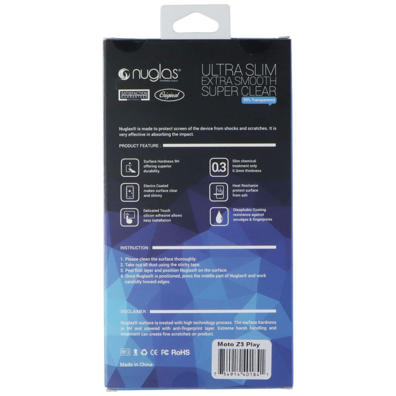 Nuglas Slim Tempered Glass for Motorola Z3 Play - Crystal Clear