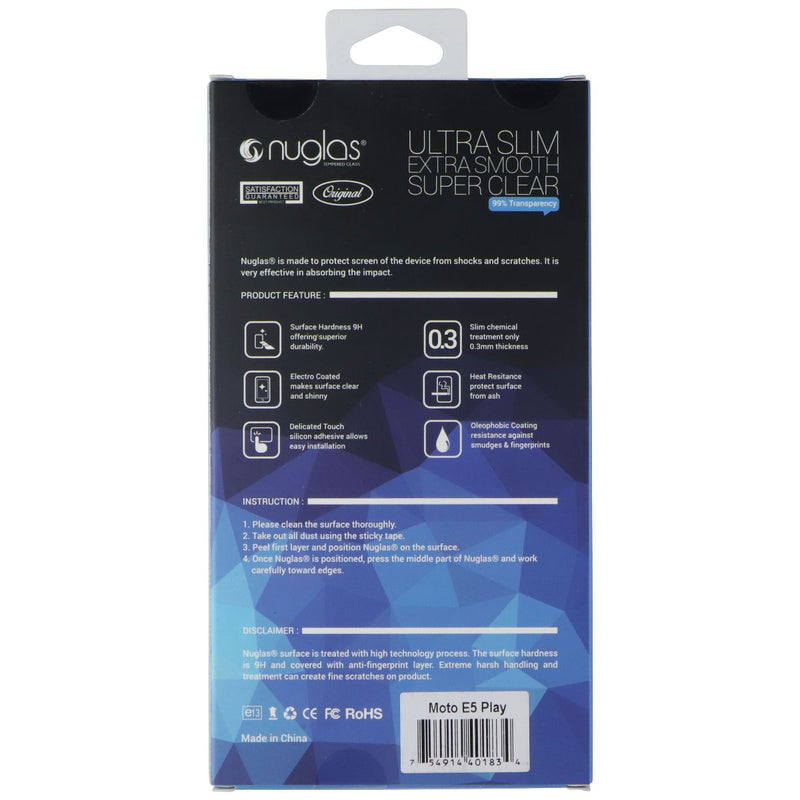 Nuglas Crystal Clear Tempered Glass for Motorola Moto E5 Play - Clear