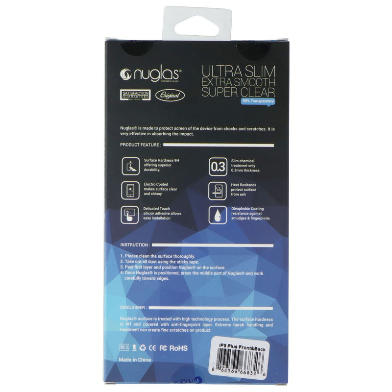 Nuglas Crystal Clear Tempered Glass (Front + Back) for iPhone 8 Plus - Clear