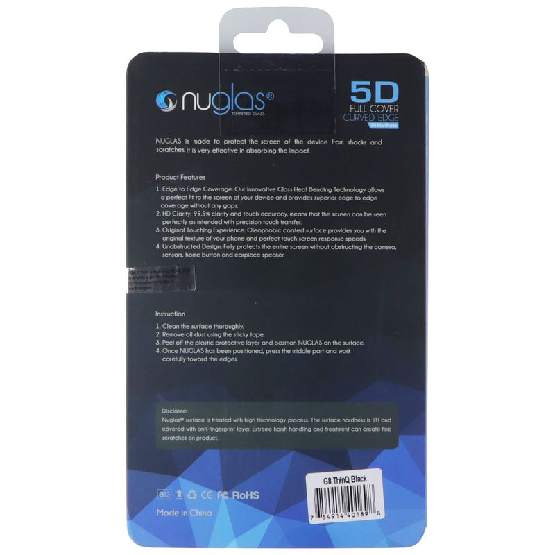 Nuglas 5D Full Cover Curved Edge Tempered Glass for LG G8/G8 ThinQ - Black