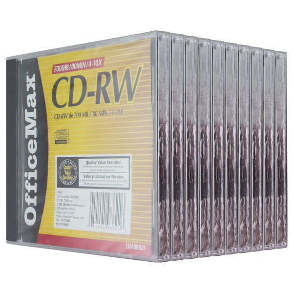 OfficeMax CD-RW (10-Pack) Blank Disc Rewritable with Case 700MB/80 Min/4-10x