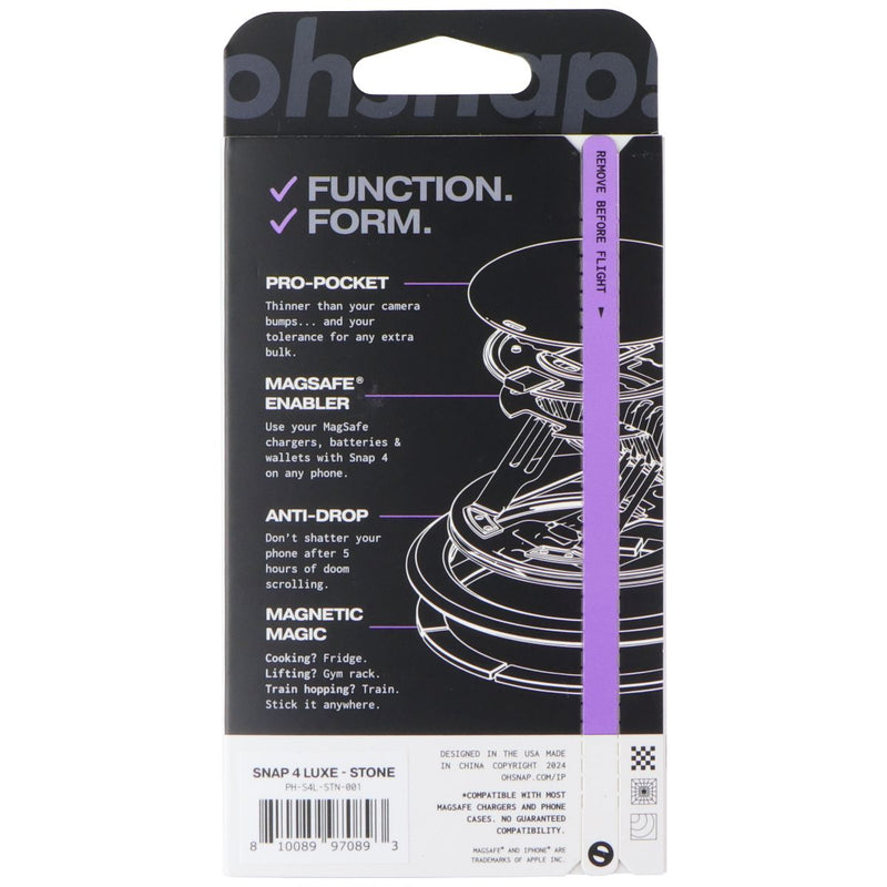ohsnap! SNAP 4 LUXE Series Magnetic & MagSafe Phone Grip/Stand - Stone