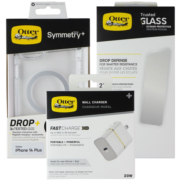 OtterBox Protection + Power Kit Case & Charger for iPhone 14 Plus - Clear/White