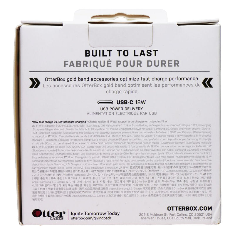 OtterBox 18W USB-C Wall Charger - White (EUROPEAN PLUG)