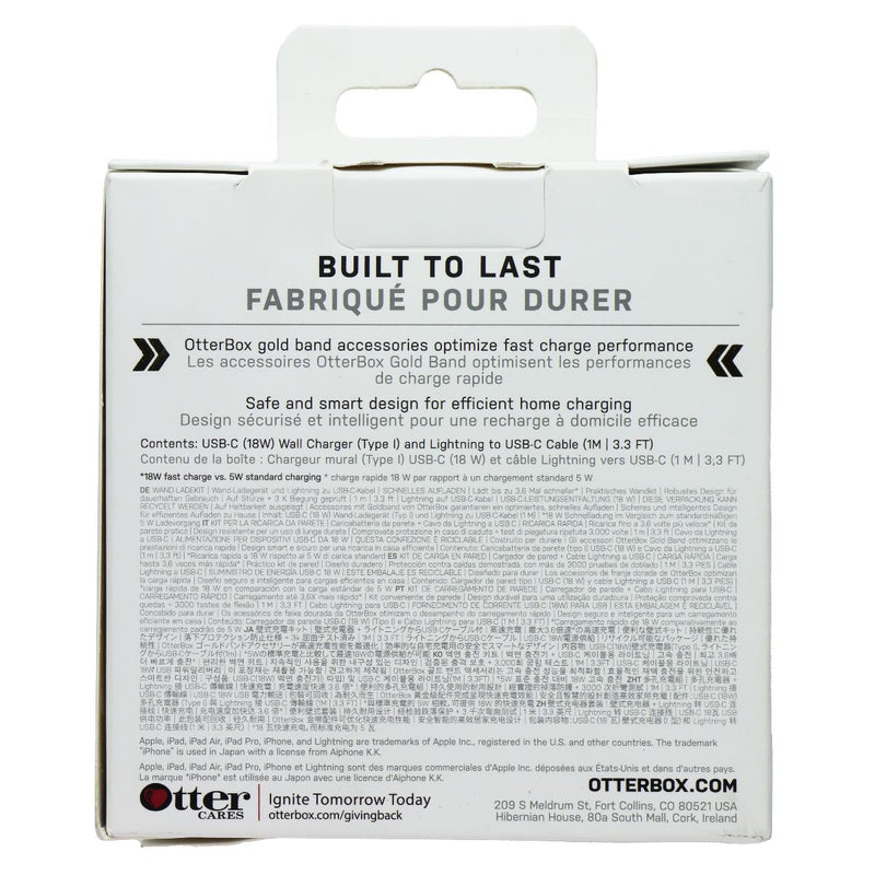 OtterBox 18W  Wall Charger + Lightning 8-pin to USB-C Cable - White (AU Plug)