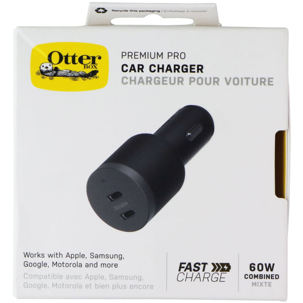 OtterBox (60W) Premium Pro Dual Port USB-C Fast Charge Car Charger - Black