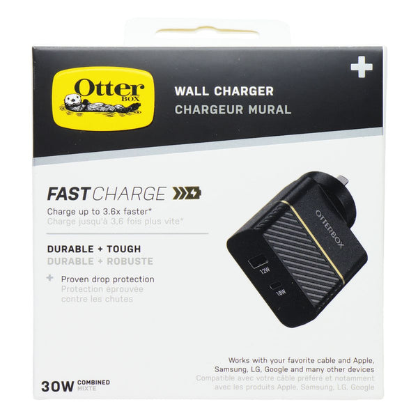 OtterBox 30W Fast Charge USB-A + USB-C Wall Adapter - Black (AU Plug Only)