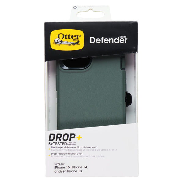 OtterBox Defender Series Case and Holster for Apple iPhone 15/14/13 - Green