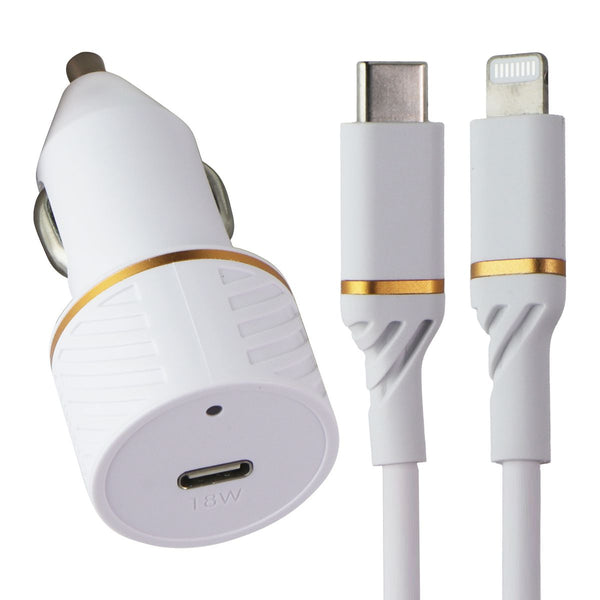 OtterBox (18W) FastCharge Car Charging Kit (Lightning 8-Pin to USB-C) - White