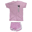 Cotton T-Shirt (M) and Shorts (S) Playboy Set - Pink