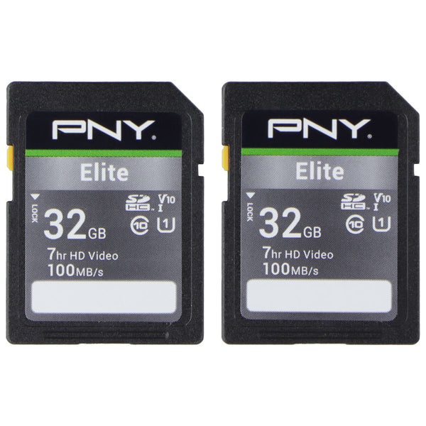 PNY 32GB Elite SDHC Flash Memory Card - Class 10 U1 V10 (100MB/s) - 2 Pack