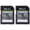 PNY 32GB Elite SDHC Flash Memory Card - Class 10 U1 V10 (100MB/s) - 2 Pack