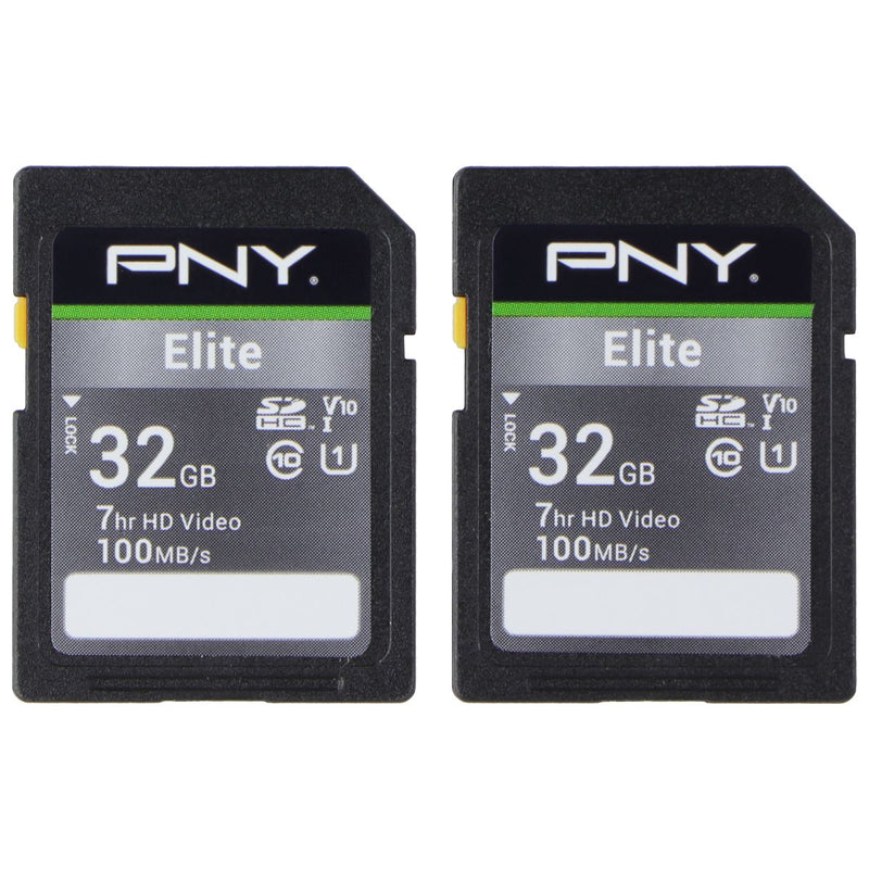 PNY 32GB Elite SDHC Flash Memory Card - Class 10 U1 V10 (100MB/s) - 2 Pack