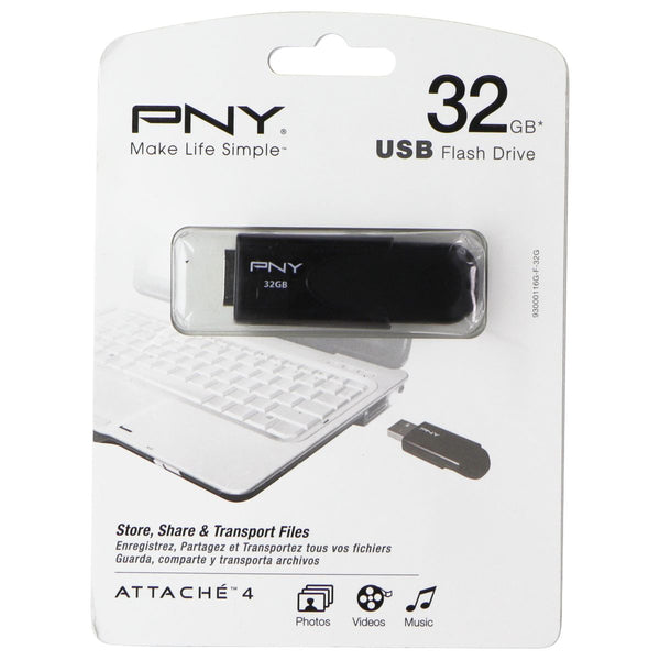 PNY Attaché 4 Flash Drive USB 2.0 for Photos Videos and More - 32GB / Black