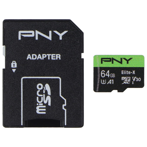 PNY 64GB Elite-X microSDXC Card w/Adapter - Class 10 USH-I U3 V30 A1 (100MB/s)