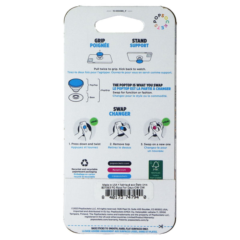 PopSockets PopGrip Expanding Stand Grip w/Swappable Top - Rays for Days