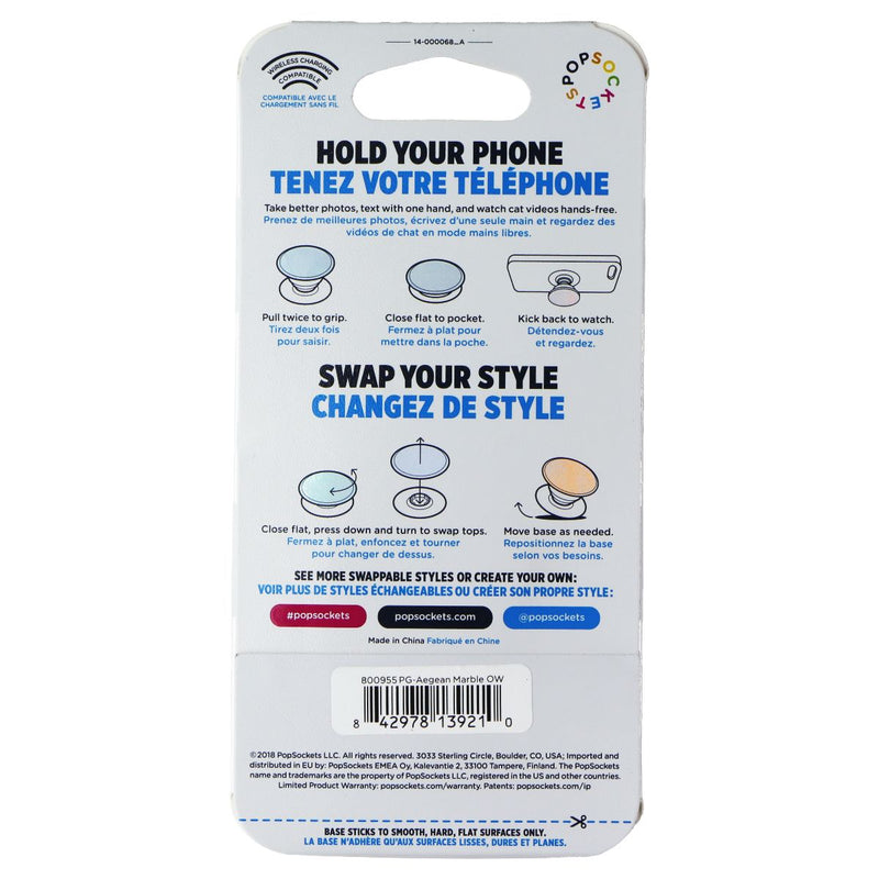 PopSockets PopGrip Expanding Stand Grip with Swappable Top - Aegean Marble