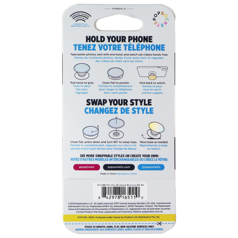 PopSockets PopGrip Expanding Stand Grip w/ Swappable Top - NRL Brisbane Broncos
