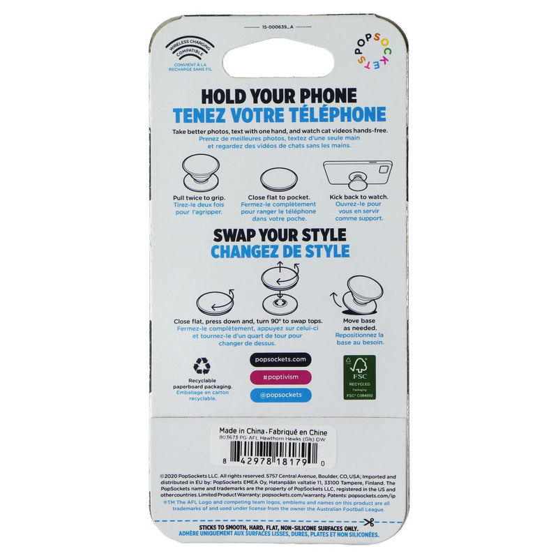 PopSockets PopGrip Expanding Stand Grip w/ Swappable Top - AFL Hawthorn Hawks