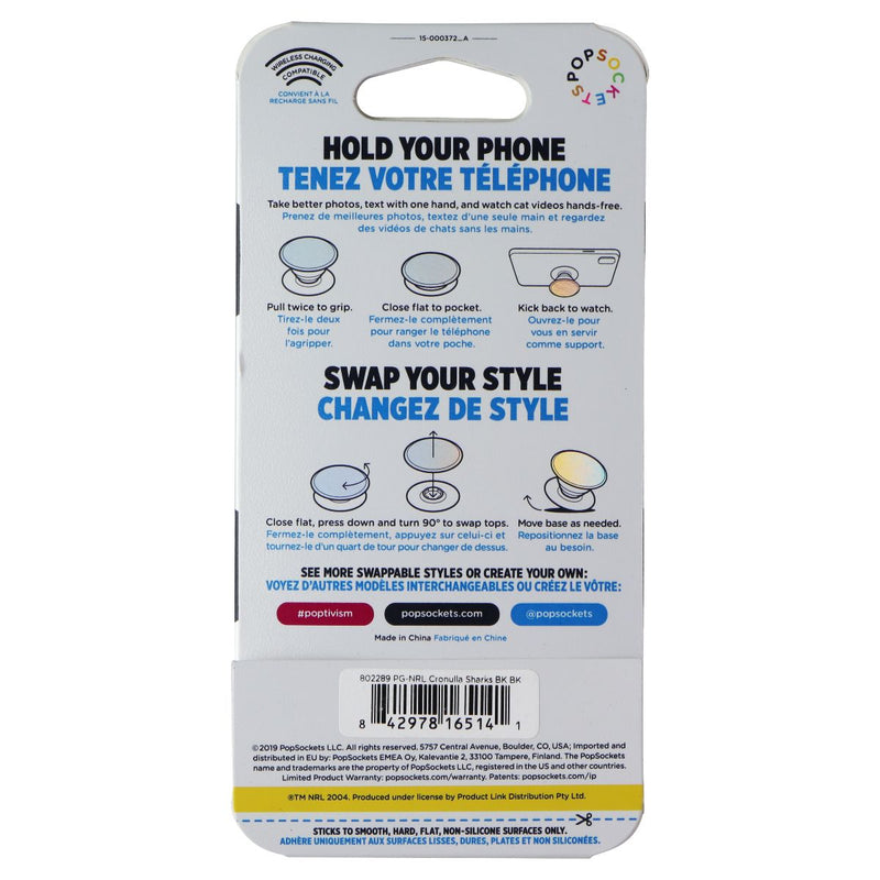 PopSockets PopGrip Expanding Stand Grip w/ Swap Top - NRL Cronulla Sharks