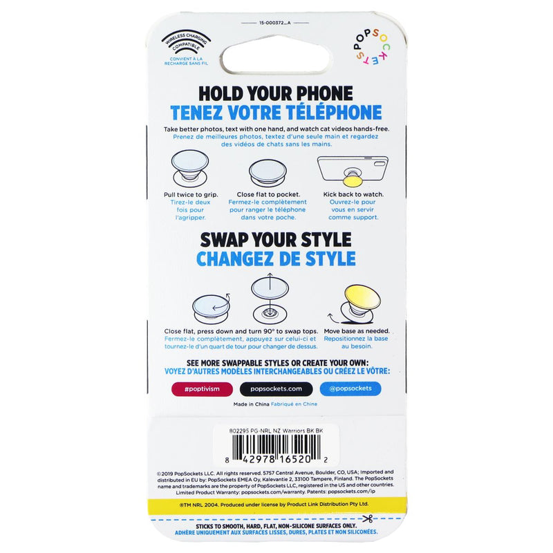 PopSockets PopGrip Expanding Stand Grip w/ Swappable Top - NRL NZ Warriors