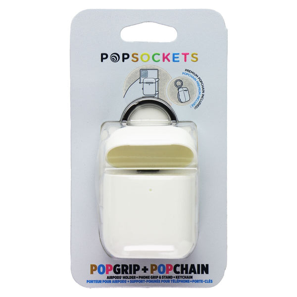 PopSockets PopGrip + PopChain AirPods 1/2 Holder & Keychain - White