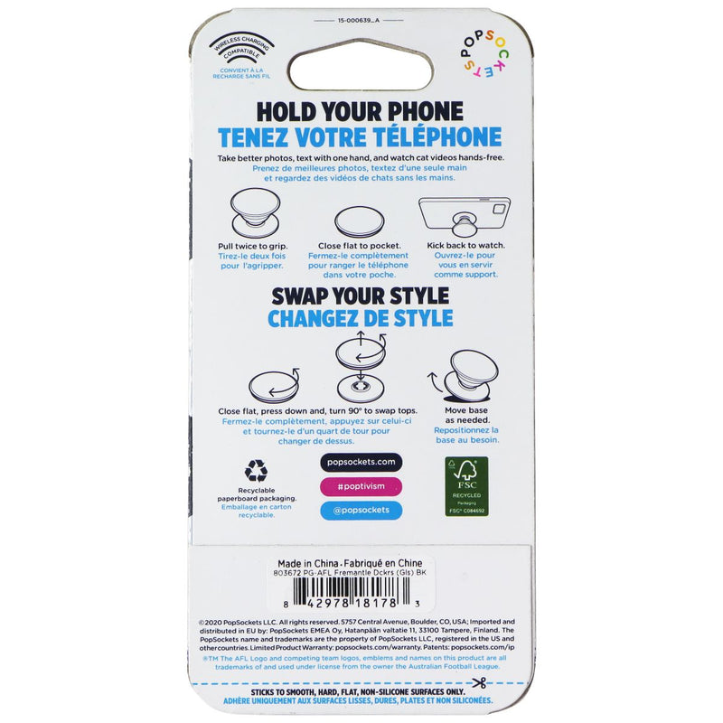 PopSockets PopGrip Expanding Stand Grip w/ Swappable Top - AFL Fremantle Dockers
