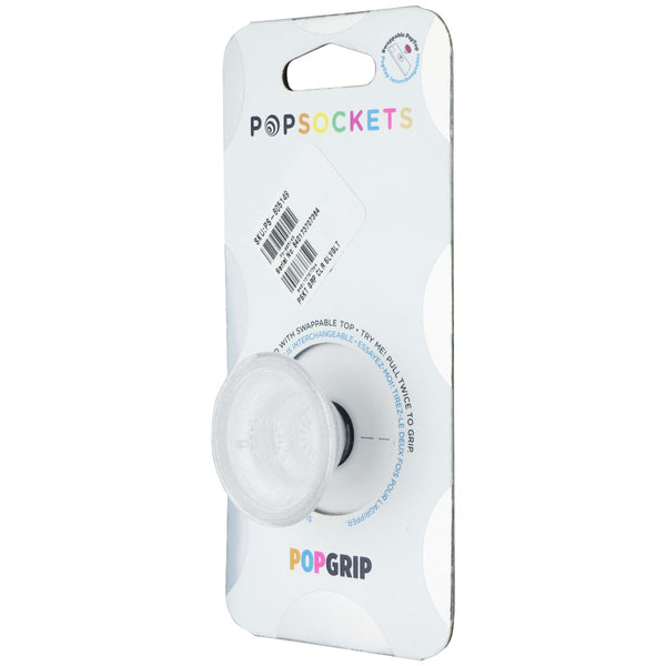 PopSockets PopGrip with Swappable Top for Phones - Clear Glitter Silver
