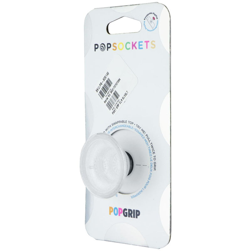 PopSockets PopGrip with Swappable Top for Phones - Clear Glitter Silver