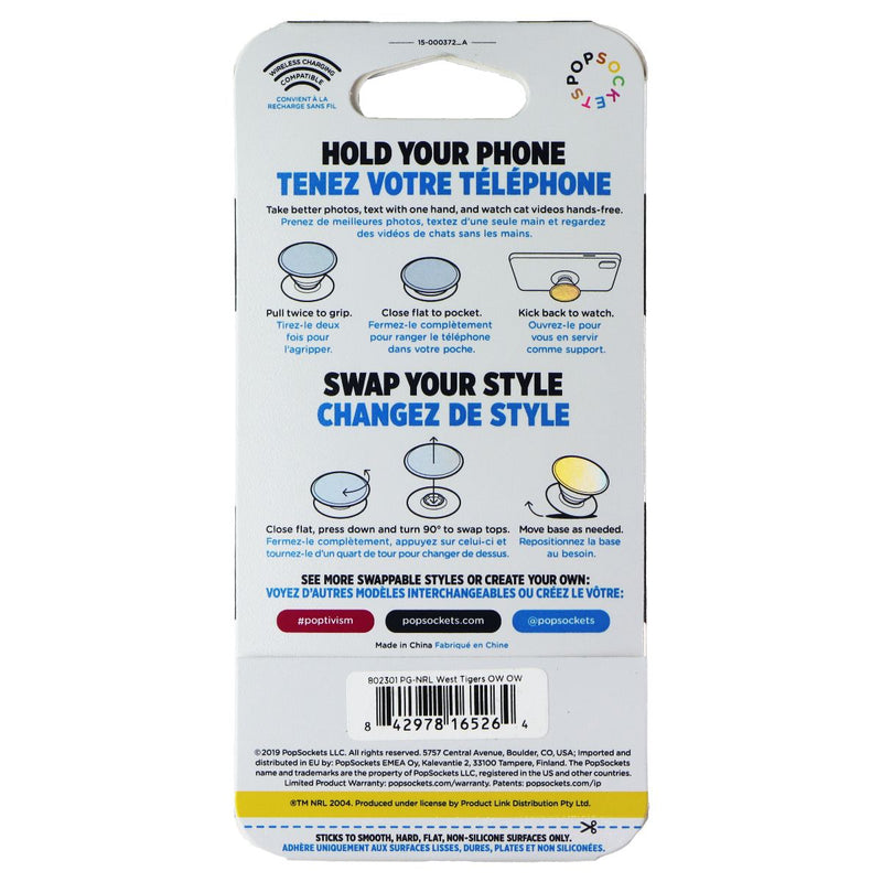 PopSockets PopGrip Expanding Stand Grip w/ Swappable Top - NRL West Tigers