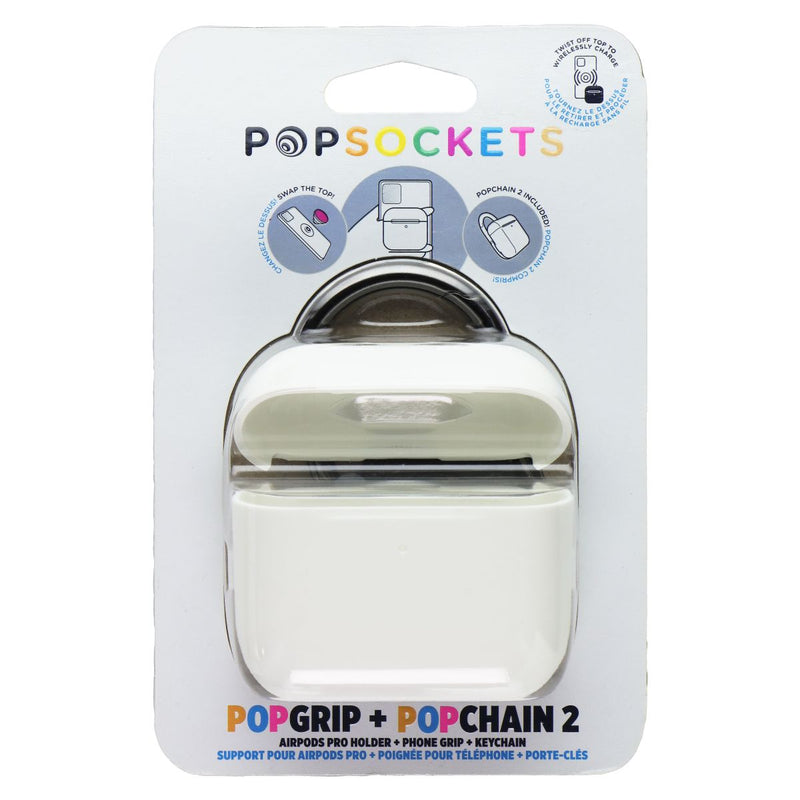 PopSockets PopGrip AirPods Pro Holder + PopChain 2 - White