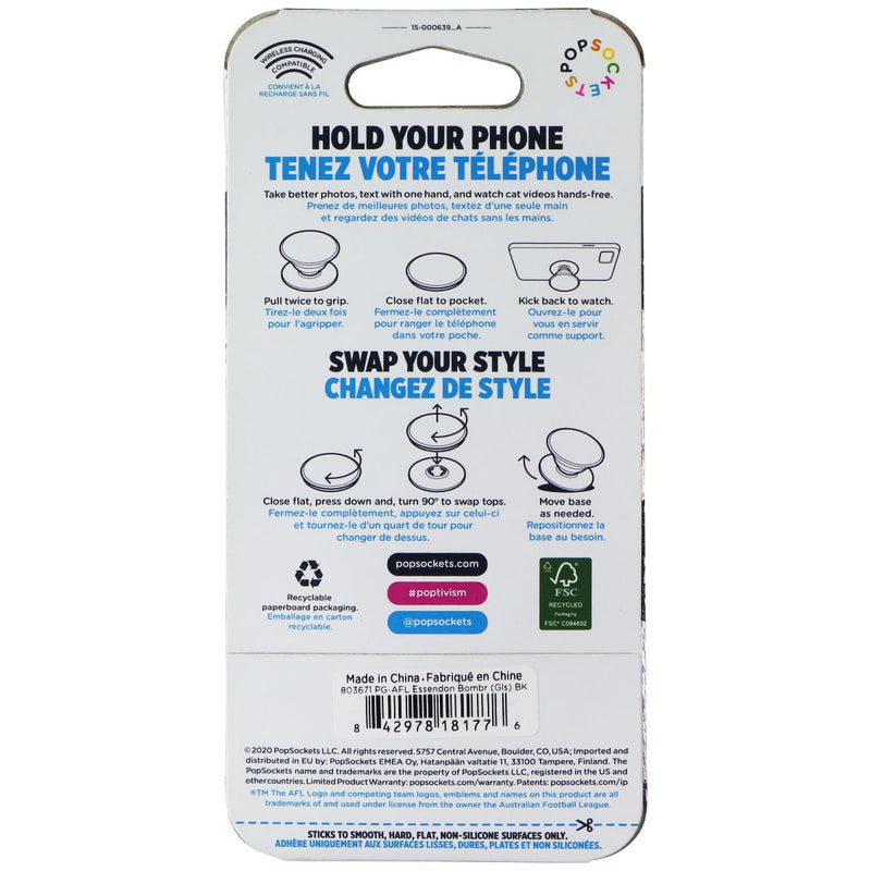 PopSockets PopGrip Expanding Stand Grip w/Swappable Top - AFL Essendon Bomber
