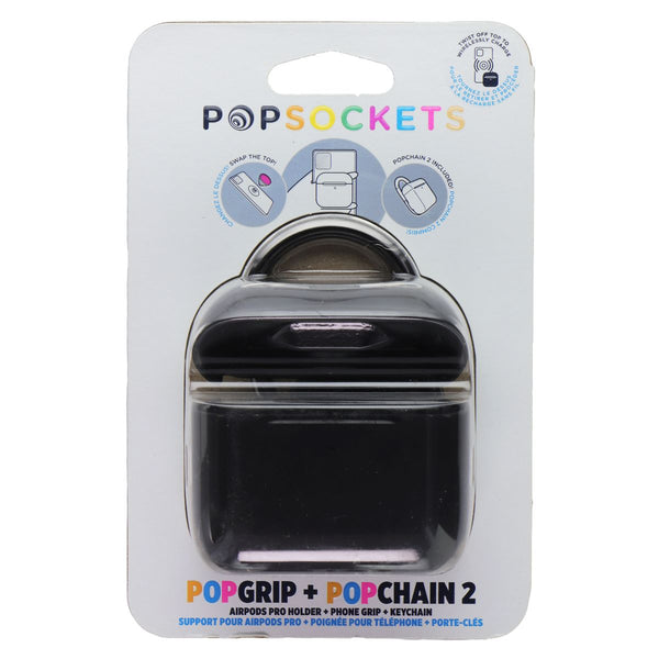PopSockets PopGrip + PopChain 2 for Apple AirPods Pro (1st Gen) - Black