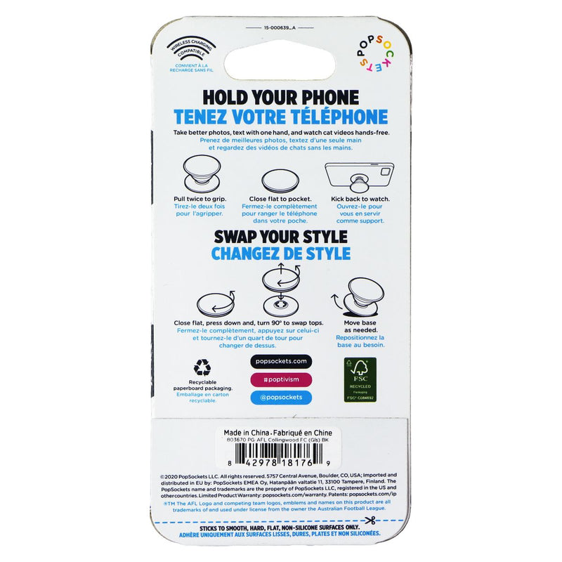 PopSockets PopGrip Expanding Stand Grip w/Swap Top - AFL Collingwood Magpies