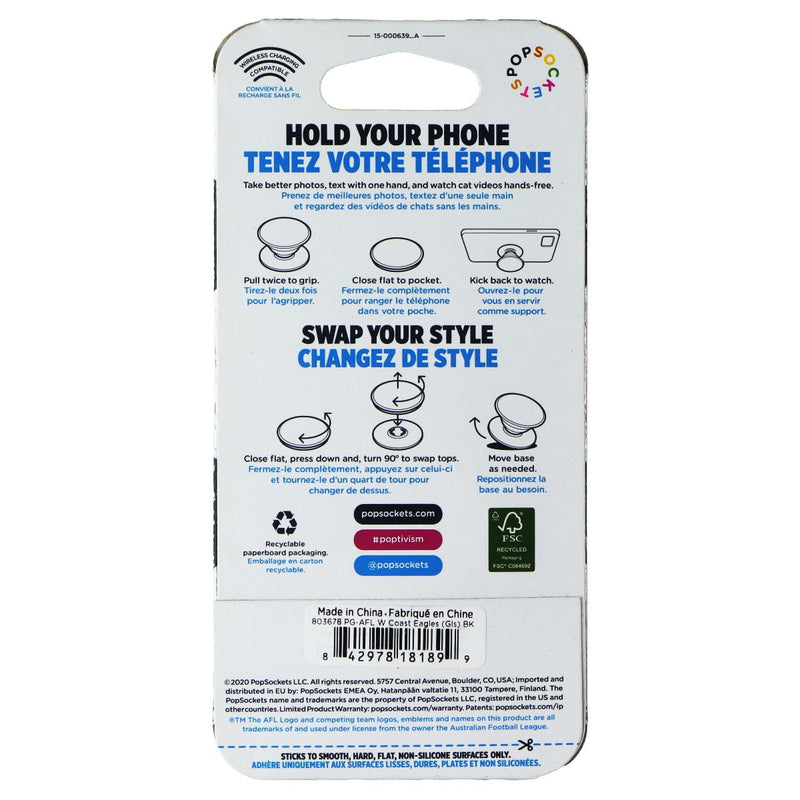 PopSockets PopGrip Expanding Stand Grip w/Swappable Top - AFL West Coast Eagles