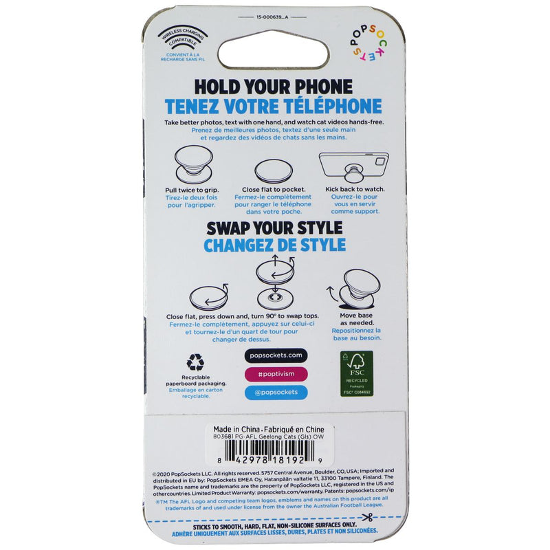 PopSockets PopGrip Expanding Stand Grip w/ Swappable Top - AFL Geelong Cats