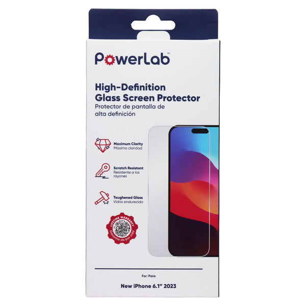 PowerLab HD Glass Screen Protector for Apple iPhone 15