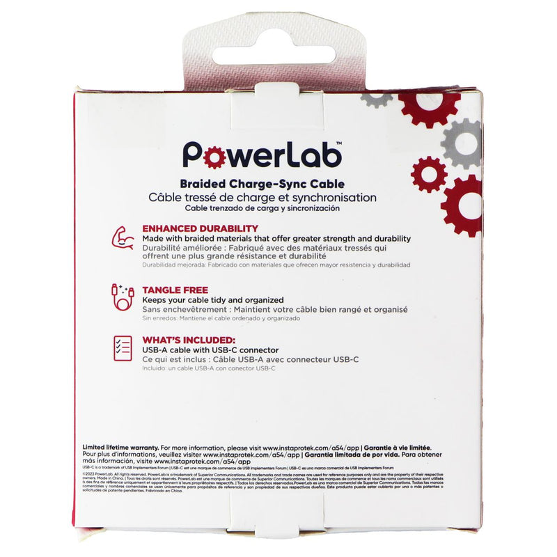 PowerLab USB-A to USB-C Braided Charge-Sync Cable 6FT White