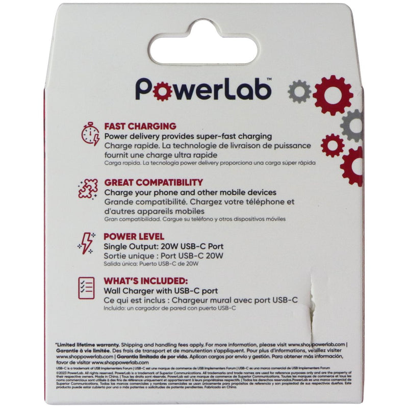 PowerLab 20W USB-C Wall Charger with Power Delivery - White