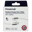 PowerLab 6FT USB-C to Lightning 8-Pin Braided Charge-Sync Cable - White