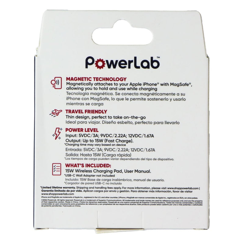 PowerLab 15W Magnetic Wireless Charging Pad - White