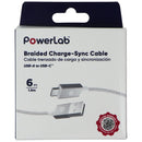 PowerLab 6FT Braided USB to USB-C Charging Cable - White