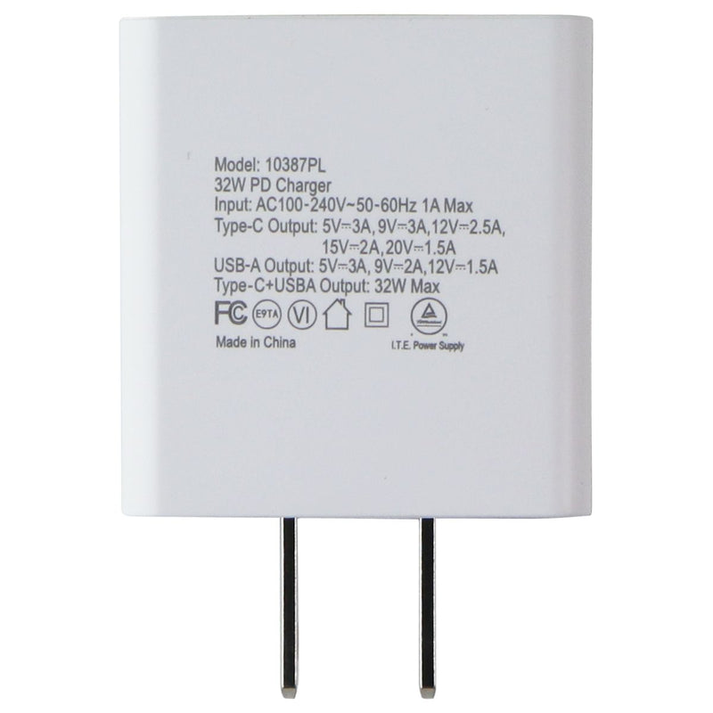 PowerLab 32W USB-C / USB-A Wall Charger with Power Delivery - White