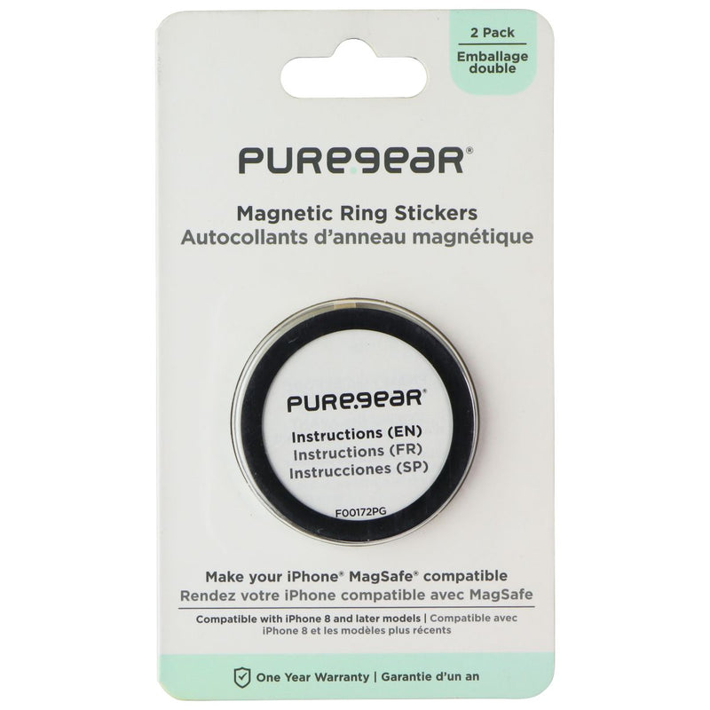 PureGear Magnetic Ring Stickers for Apple iPhones - 2 Pack Black