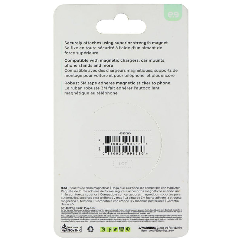 PureGear Magnetic Ring Stickers for Apple iPhones - 2 Pack Black