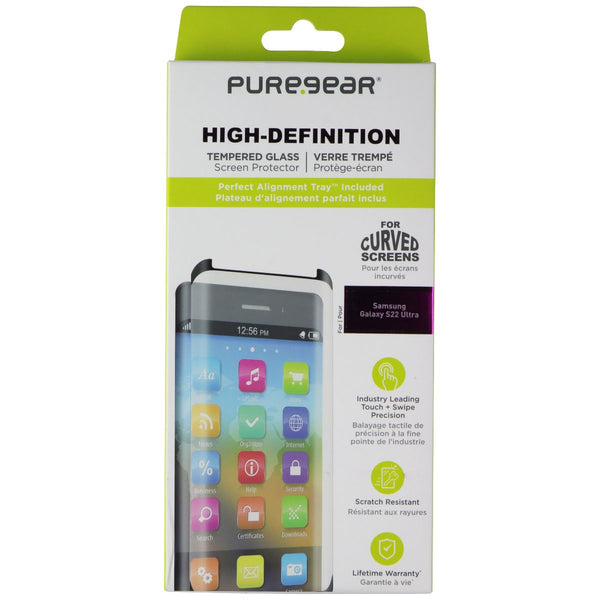 PureGear High-Definition Tempered Glass w/Alignment Tray for Galaxy S22 Ultra